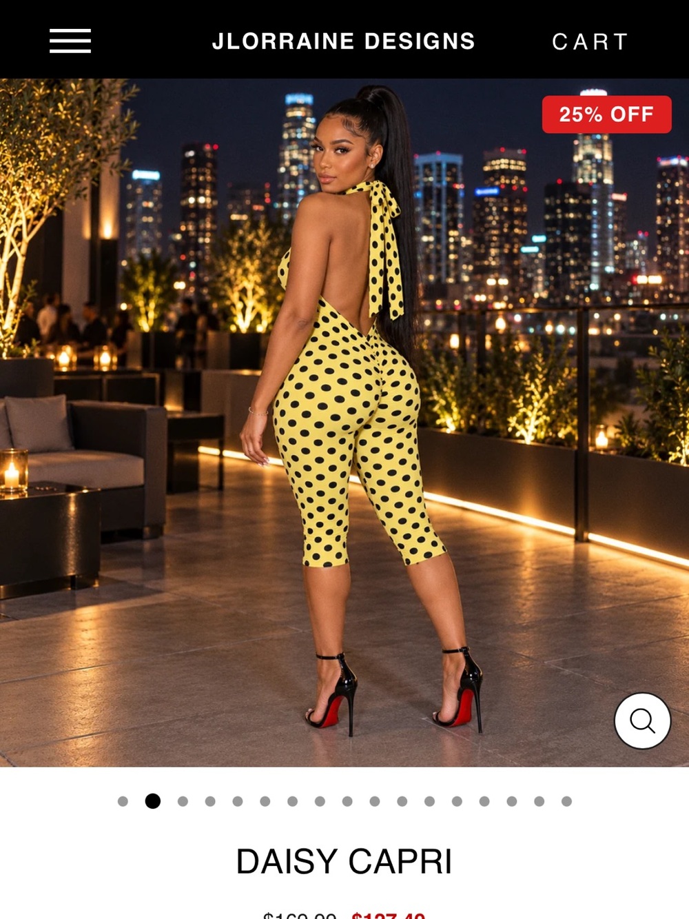 JLorraine Designs Yellow Polka Dot Capri Jumpsuit